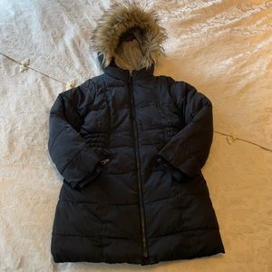 LANDS END Fur Lined ThermoPlume Coat Size S 7-8